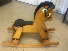 Vintage Handmade Solid Wood Tabletop Nursery Kids Decor Rocking Horse