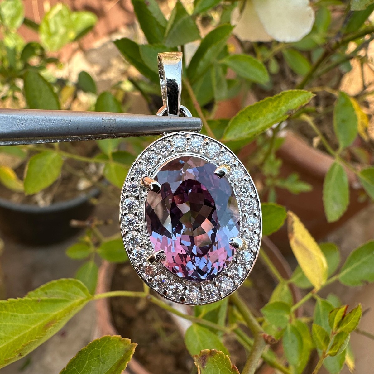 Big Oval Color Changing Alexandrite & Topaz CZ Silver Pendant – Buy 2 Get 1 Free Jewelry Deal!