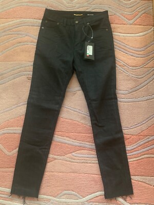 NEU YVES SAINT LAURENT YSL LUXERY Raw Denim Jeans size W 28 Schwarz