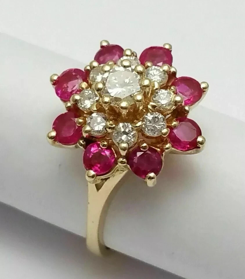 2Ct Round Cut Lab-Created Ruby Cluster Engagement… - image 2