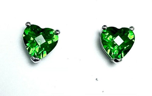 E30808P Classic Mt St Helens Helenite Heart Shape 8x8mm Silver Stud Earrings - Picture 2 of 3