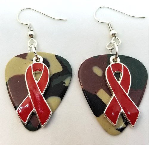 Pendientes púas de guitarra con dijes de cinta roja con auriculares de acero quirúrgico - Imagen 14 de 20