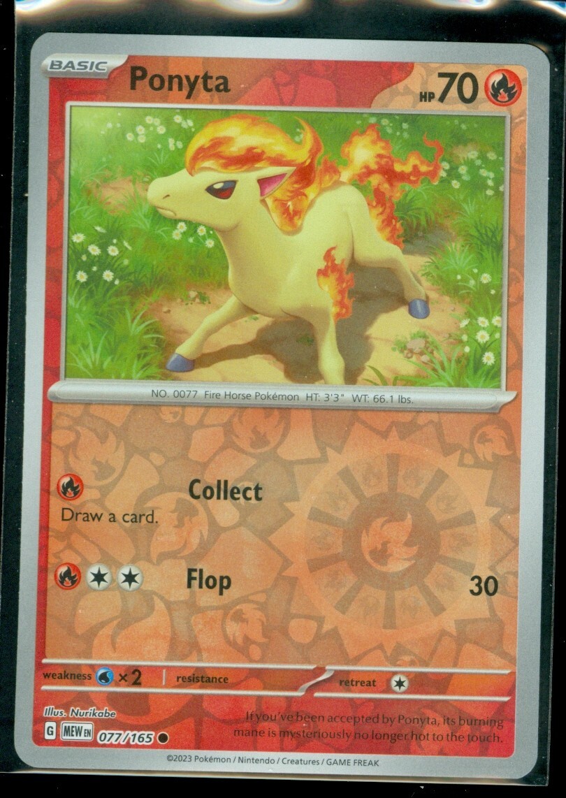 Pokemon PONYTA 077/165 Pokemon 151 - Rev Holo - - MINT