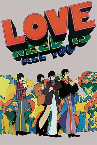 Beatles 1960s All you Need is LOVE Yellow Submarine Promo Poster