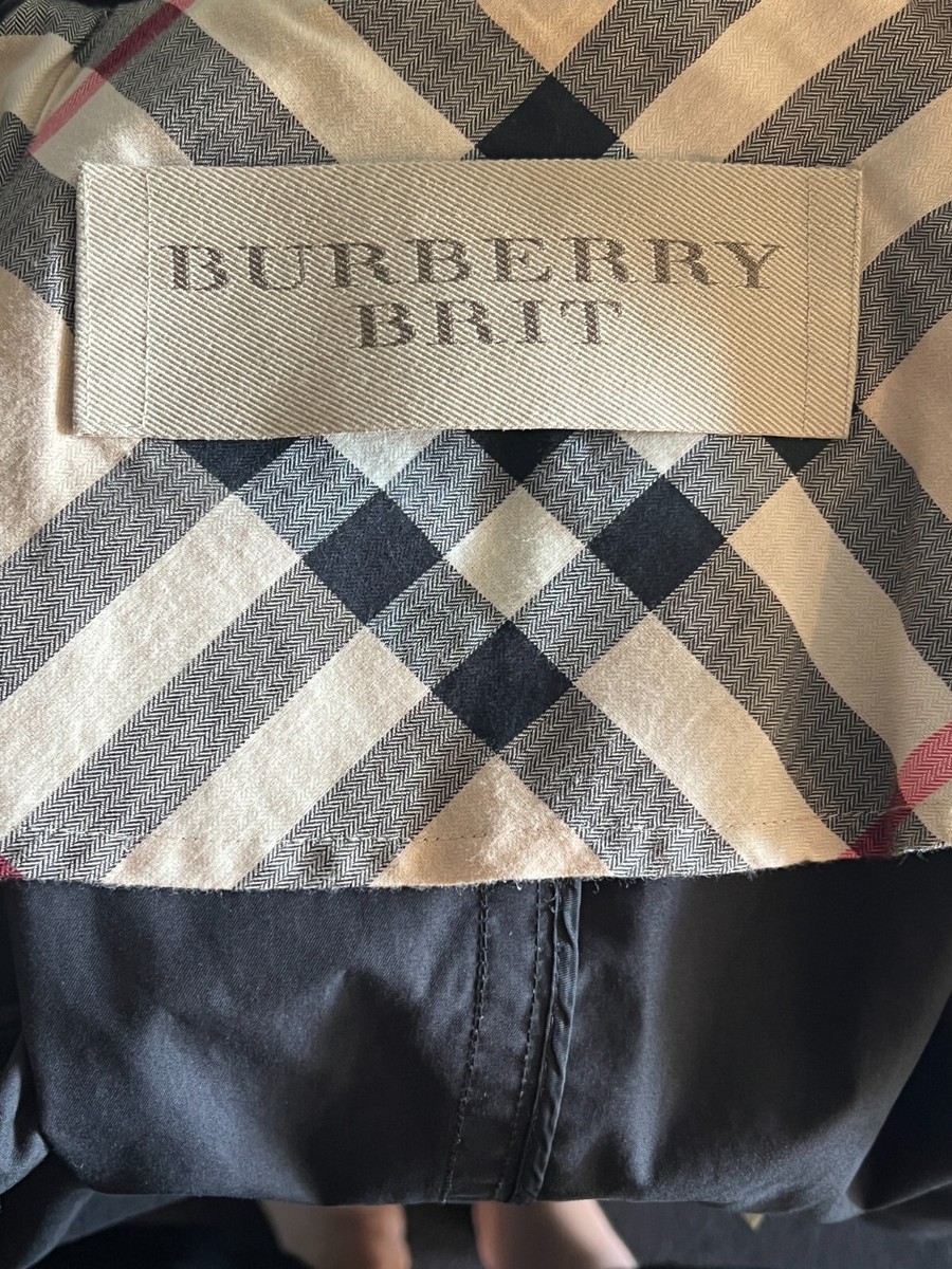 BURBERRY BRIT Navy Double Breast Cotton Short Belt Trench