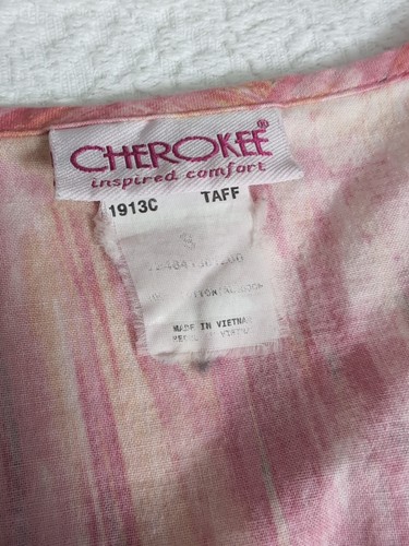 Vintage 90s Cherokee Scrub Top Shirt S Womens Button Front Abstract Pink Silver - Picture 6 of 15