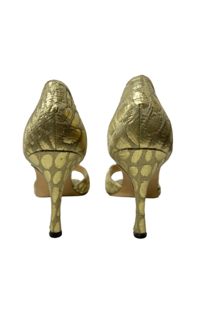 Manolo Blahnik Gold Sedaraby D'orsay Open Toe Pumps Crystal Manolo Blahnik Gold Sedaraby D'orsay Open Toe Pumps Crystal