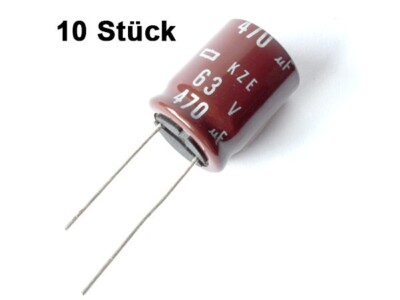 ab 10 Stück: Nippon Elektrolyt Kondensator 63V 470uF (M) 105°C radial ELKO 