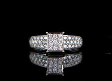 $3000 14K White Gold .65ct Round Pave Diamond Cocktail Engagement Ring Band 6.75