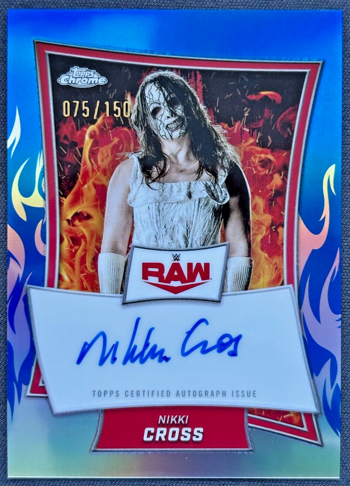 2025 Topps Chrome WWE Nikki Cross Red Brand BLUE Refractor Auto /150 Autograph