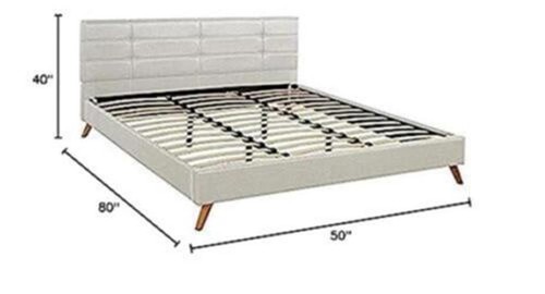 Casa AndreaMilano Mid-Century Linen Platform Bed Frame with Pleated Headboard