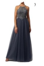 Mascara Mc119521 charcoal size 4 tie back Evening Long Dress Prom NWT