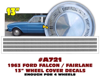 SP A721 1963 FORD FALCON / FAIRLANE - 13'' WHEEL COVER HUB CAP DECAL KIT