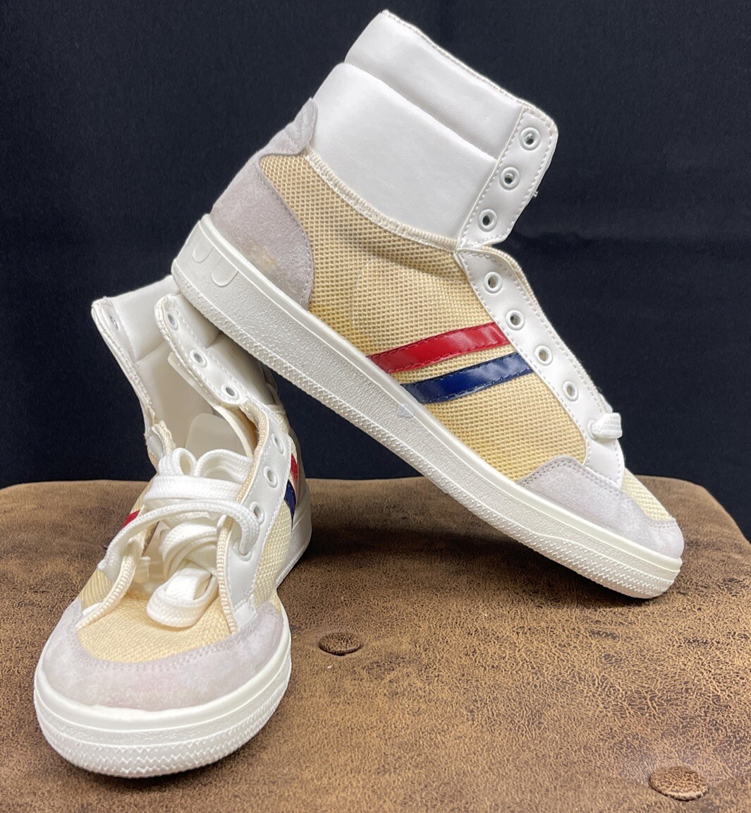 SNEAKERS ALTE VINTAGE SAINT LAURENT PELLE BIANCA TAGLIA EU 41 US 8 NUOVE