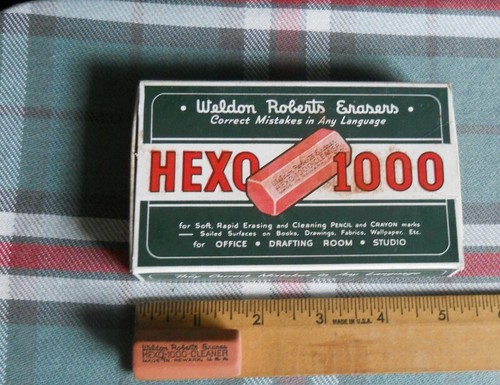 VINTAGE 12 tube HexagonErasers with Box *Pencil & Crayon Weldon RobertsHEXO#1000 - Picture 2 of 3