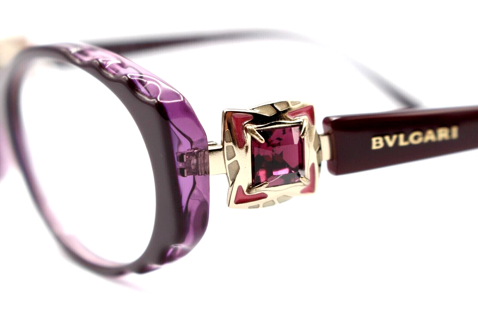 Bvlgari BV4054B 5112 Burgundy Purple Swarovski Crystal Luxury Eyeglasses Italy