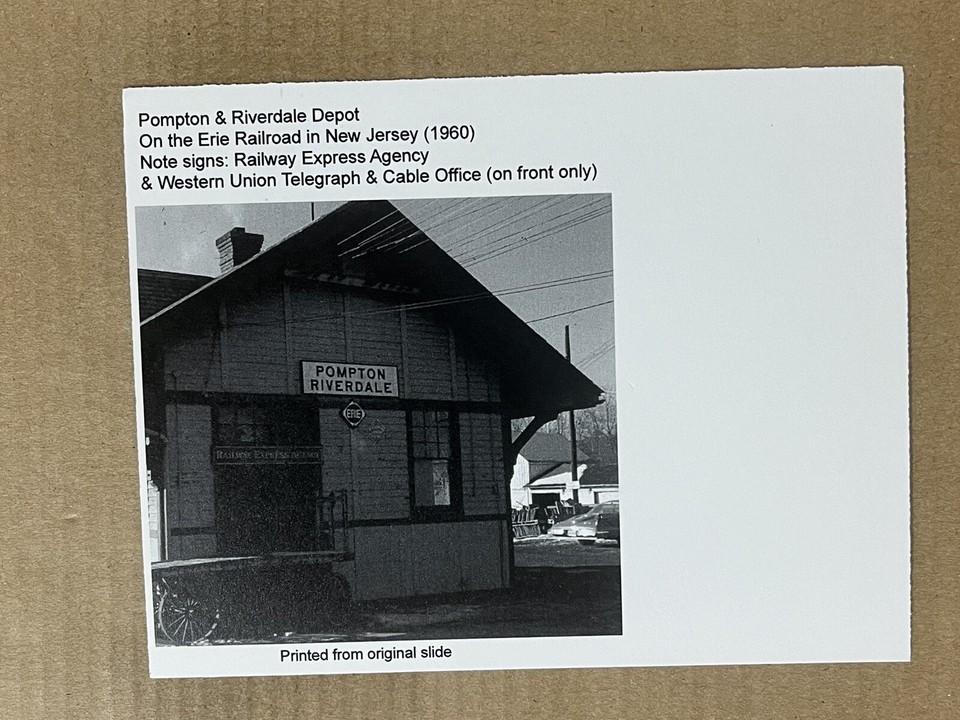 Postcard New Jersey NJ Pompton & Riverdale Train Station Erie Railroad Depot eBay