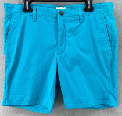 Open Edit Shorts Mens 34W Blue Teal Chino Skinny Fit Zipper Pockets 8.5'' Inseam