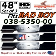 COPPERHEAD 3-PK 48" HD BAD BOY NOTCHED HIGH-LIFT BLADES 038-5350-00 -MADE IN USA