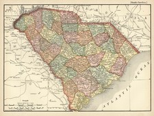 VINTAGE State Map - SOUTH CAROLINA - 8 x 12 inches Ca. 1910 - RAND, MCNALLY