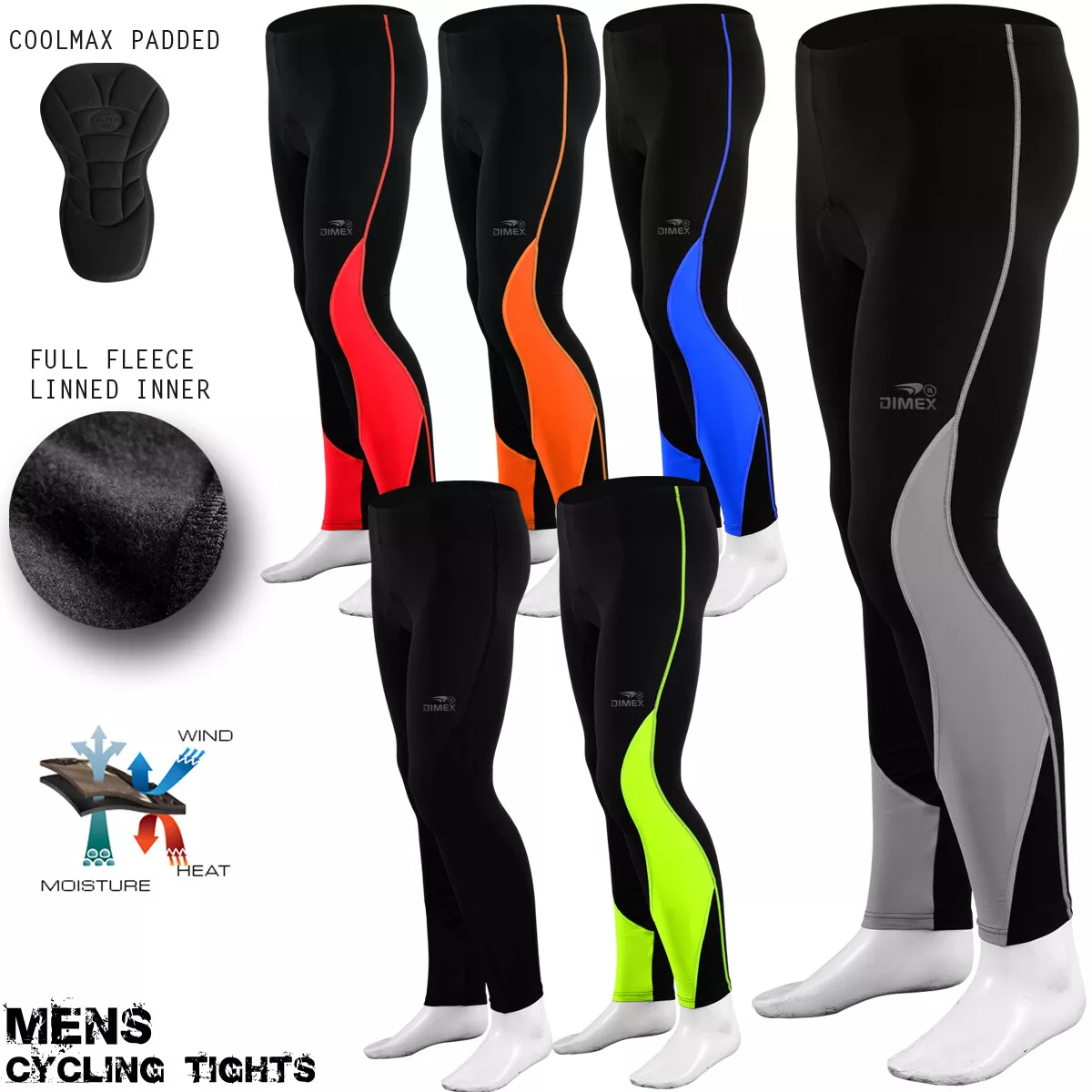 Mens Cycling Trousers Tights Padded Pants Cycle Long Legging