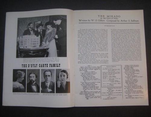 Tarjeta de Gilbert and Sullivan 75 aniversario del programa de recuerdos Mikado de D'Oyly - Imagen 3 de 7