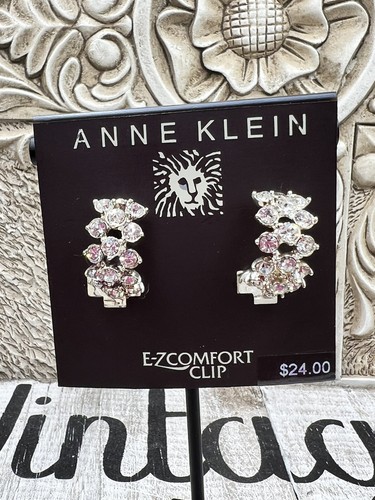 New Anne Klein Bling Rhinestone Cluster Clip Huggie Earrings .75” - Picture 3 of 5