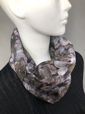 Snood Cowl Loop Circle Scarf Liberty Varuna Wool Handmade Grey Khaki Mix