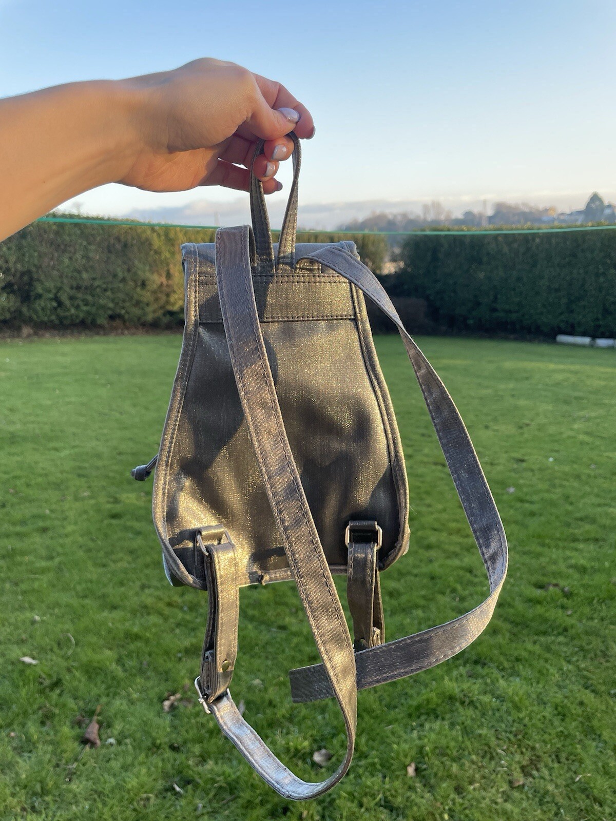 Super cute silver mini backpack - image 4