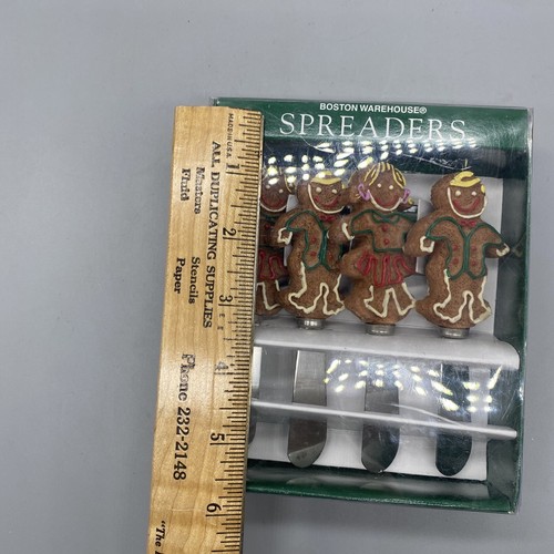 1995 Boston Warehouse Gingerbread Girl/Boy Cookies Butter/Cheese Spreaders NIB - Picture 5 of 8