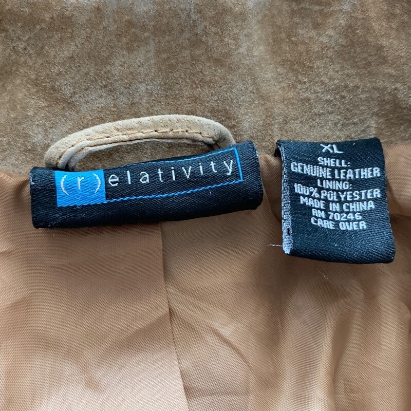 Relativity Leather Jacket Khaki Lined Collared Po… - image 6