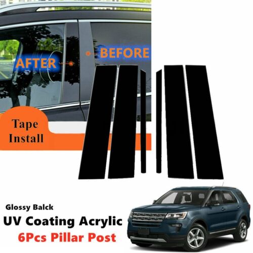 Revestimiento de puerta negro brillante para Ford Explorer 2011 2019 6 piezas pilares p - Imagen 1 de 12