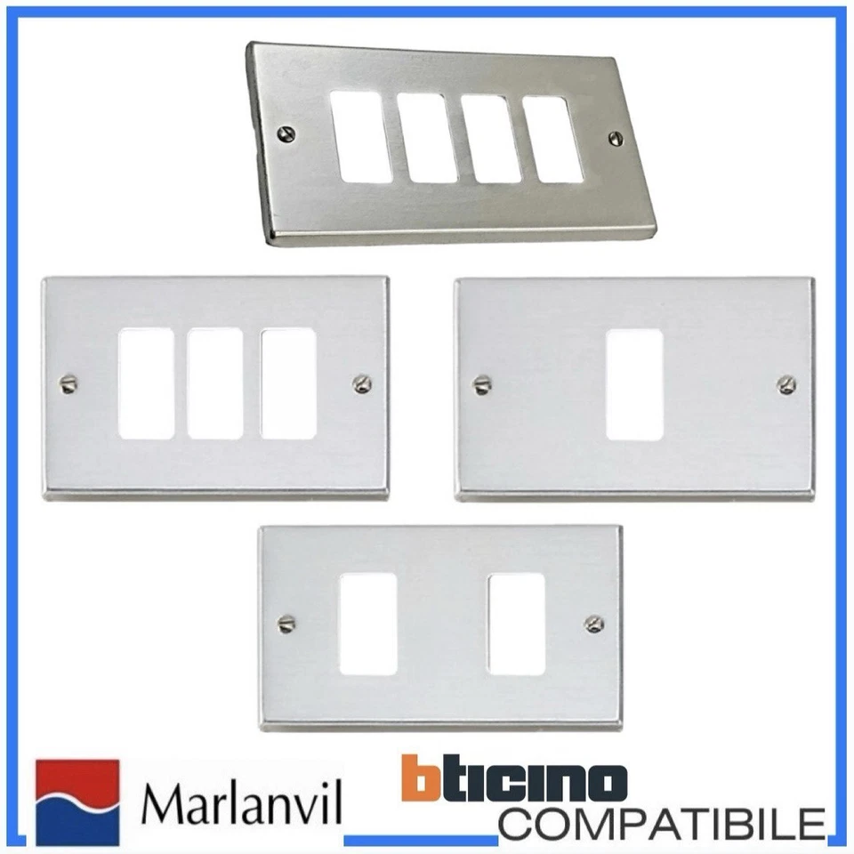 ELETTROCANALI Placca Argento bticino magic placchette compatibili placche supporto marlanvil a