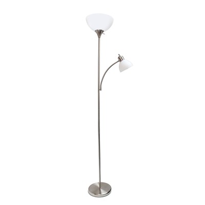 LF2000-BSN Mother-Daughter Floor Lamp with Reading Light, Brushed Nickel