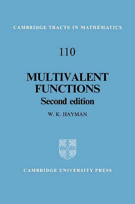 Multivalent Functions Hayman Hardback Cambridge University Press 2e