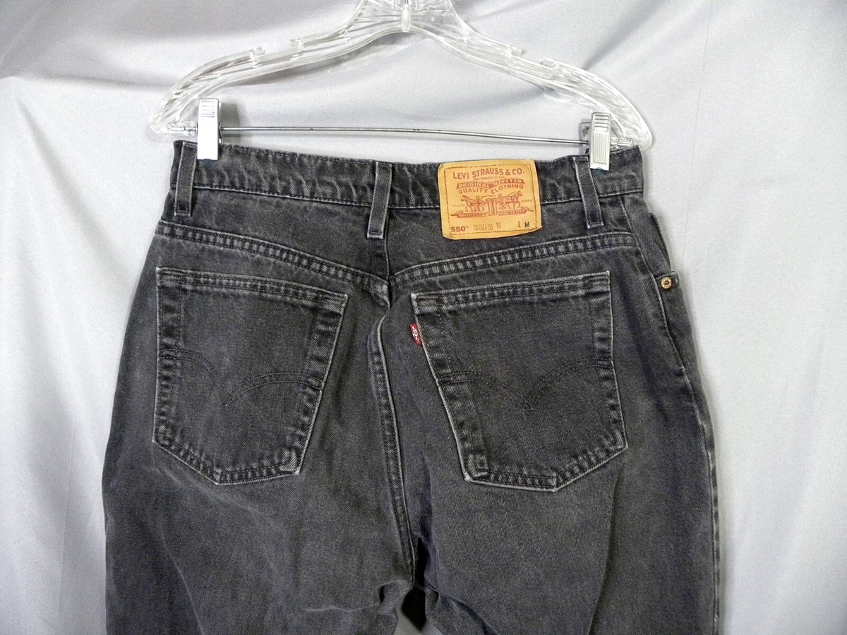 LEVIS 550 Relaxed Tapered Jeans Womens 14 REG M 30x30 Faded Gray Black Made USA