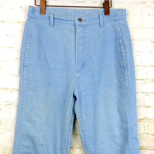 VTG Wrangler Jeans Womens Misses 14 R Blue Pinstripe High Waisted Retro USA Made - Picture 4 of 16