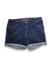 Wax Jean Butt I Love You  Denim Shorts Plus 2XL Med Dark Jeans Cuffed Stretch