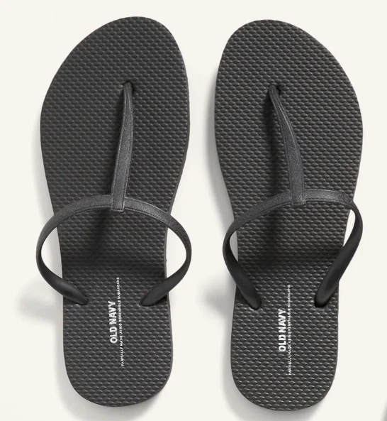 NEW Old Navy Plant-Based T-Strap Flip-Flops Sandals Women Black Size 7 8 9  10