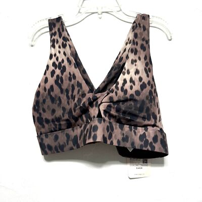 NWT Fabletics Oasis Twist-Front Sports Bra Spotted Animal Print Womens sz Large