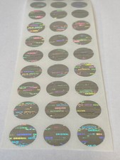 100 BRIGHT SILVER TAMPER EVIDENT VOID HOLOGRAM SECURITY LABELS- 1/2 INCH ROUND
