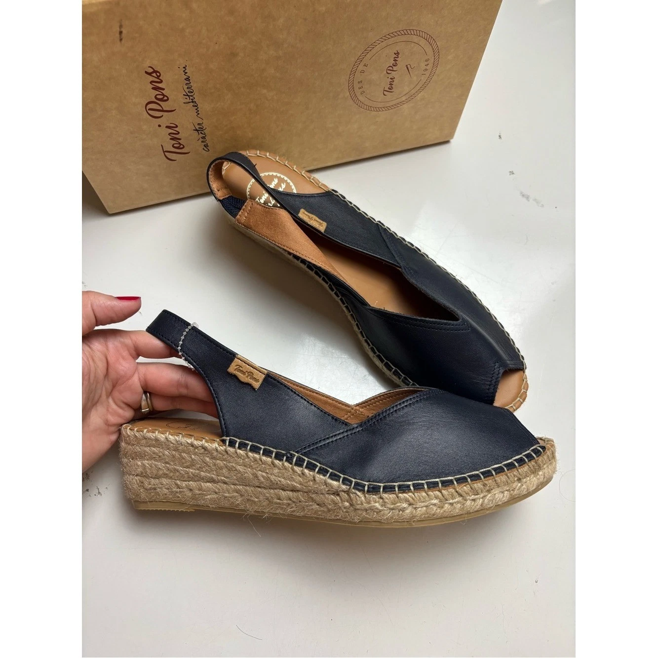 Toni Pons Bernia navy Wedge Espadrilles sz 10