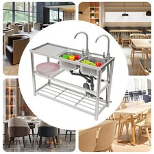 Stainless Steel Kitchen Sink Free Standing Double-bowl Commercial Sink Set