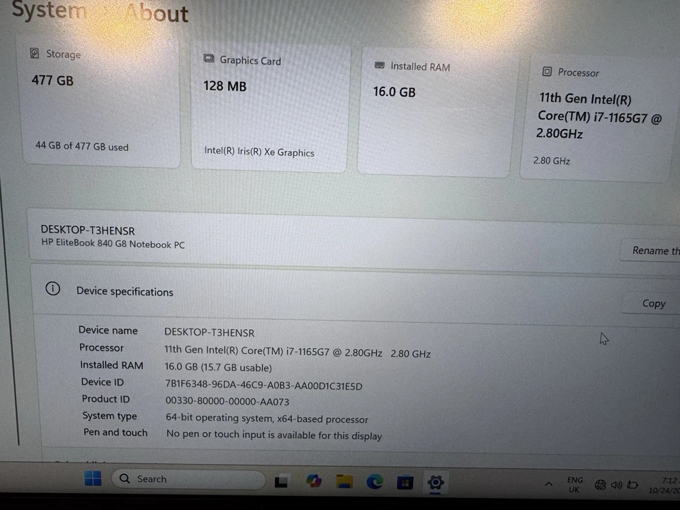 HP EliteBook 840 G8 · i7-1165G7 · 16GB · 512GB, photo 3 of 5