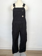 Carhartt Women's Medium 8-10 Short Rugged Flex Loose Fit Black Bib Overalls