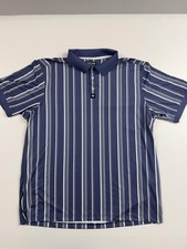 Bad Birdie Golf Polo Shirt Mens 2XL Navy Blue Striped Short Sleeve Performance