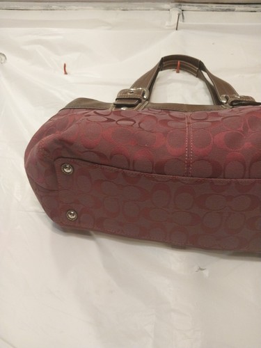 Coach F13742 Schultertasche Handtasche Innentaschen Leder silber weinrot - Bild 12 von 19