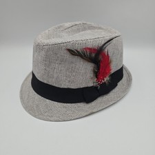 Unbranded Gray Trilby Fedora Feather Hat Size S/M