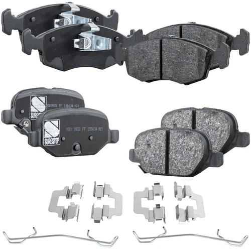 Front and Rear NAO Brake Pad Set For 2012-2018 Fiat 500 4-Wheel Set - Afbeelding 1 van 12