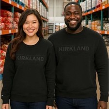 Kirkland Signature Costco Logo Crew Relaxed Black Sweatshirt Mens XL, Womens XXL